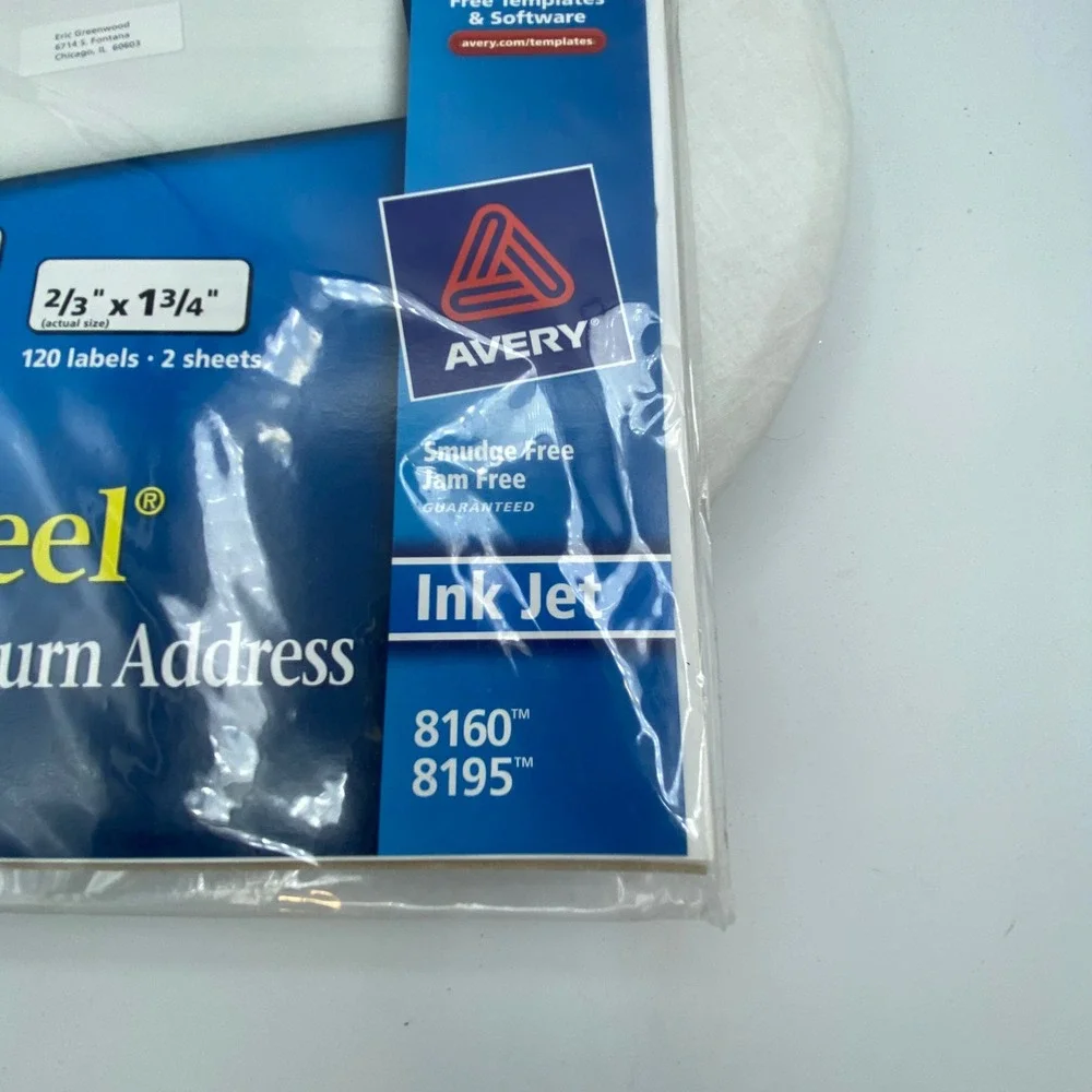 Avery 240ct Address Return Labels White 8160 8195 Inkjet Combo Pack Shipping